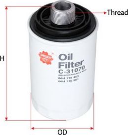 Масляный фильтр Sakura для Haval H9 I 2014-2026. Артикул C-31070