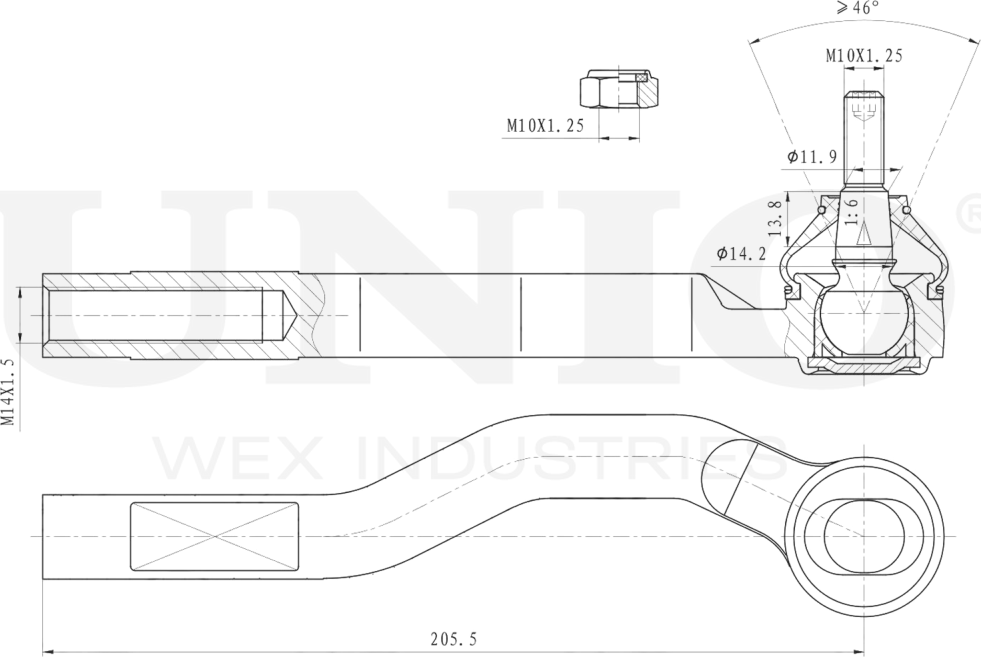 Наконечник рулевой тяги (Unio). Артикул SSP-10166