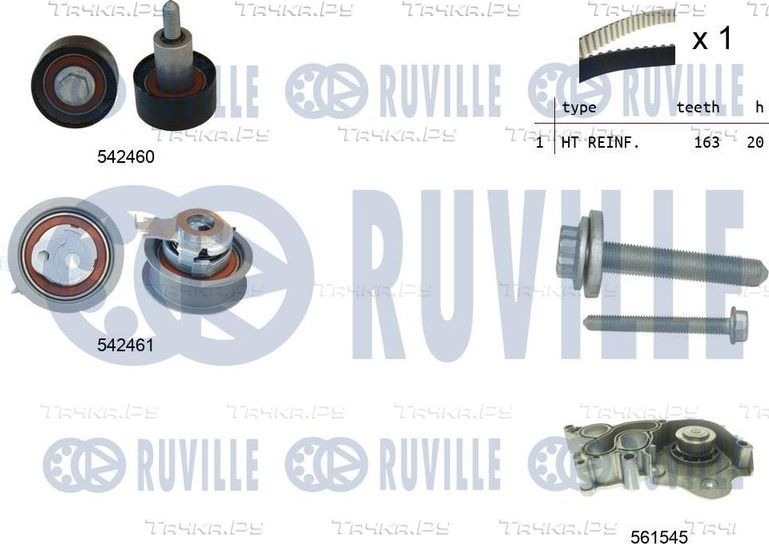 Помпа (водяной насос) с комплектом ремня ГРМ Ruville для SEAT Ateca I 2016-2026. Артикул 5503842