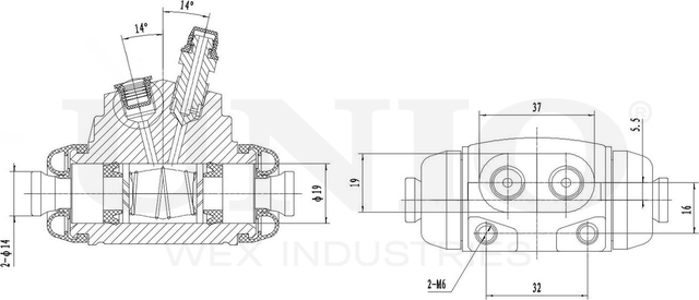 Цилиндр тормозной рабочий (Unio). Артикул BRC-20516