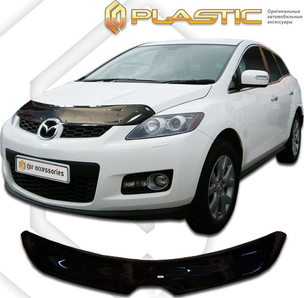 Дефлектор СА Пластик для капота (Classic черный) Mazda CX-7 2007-2012. Артикул 2010010102210