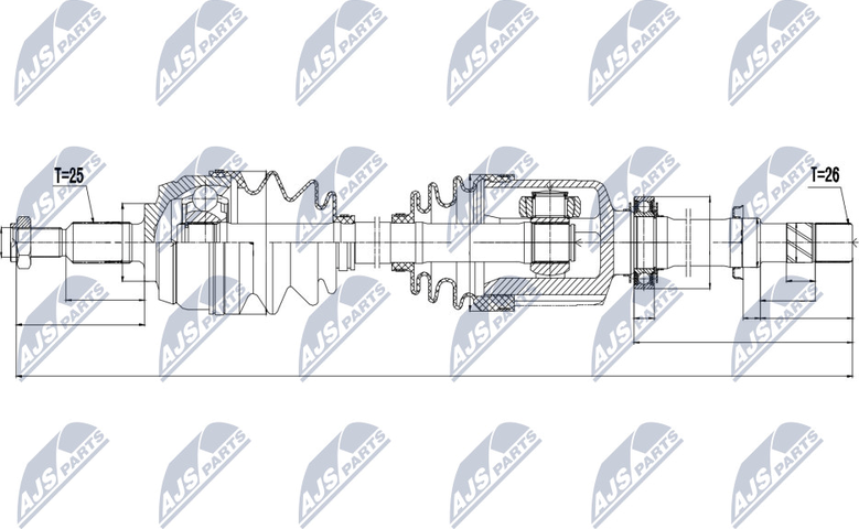 Полуось (привод в сборе, приводной вал) NTY. Артикул NPW-RE-132