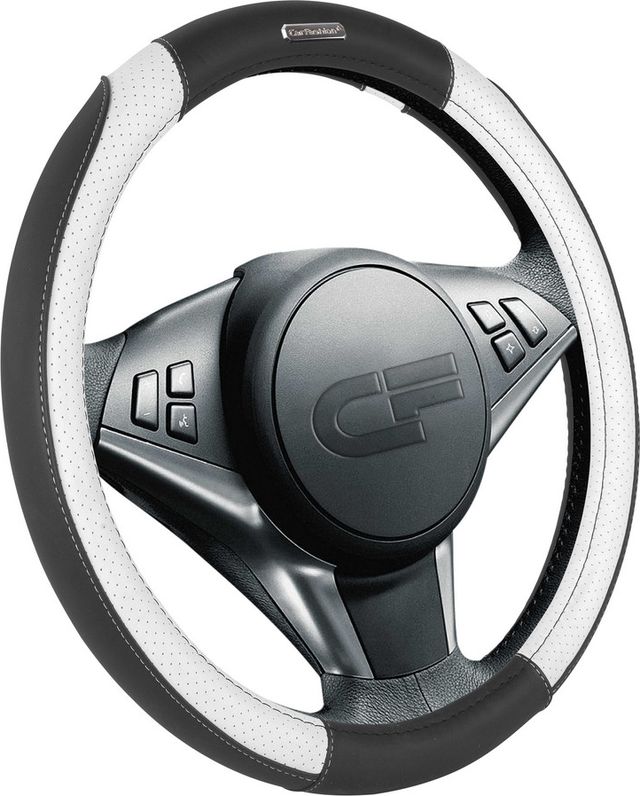 Оплётка на руль CarFashion Goa (размер M, экокожа, цвет ЧЕРНЫЙ/БЕЛЫЙ/ЧЕРНЫЙ). Артикул 31323