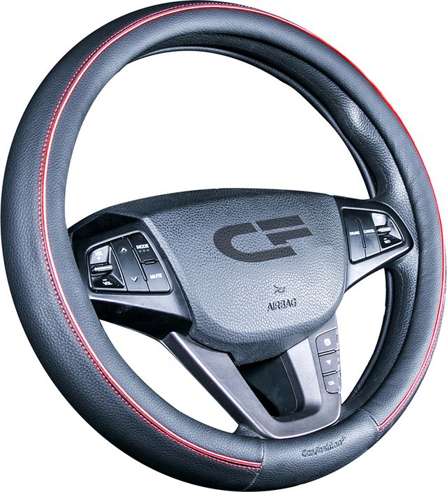 Оплётка на руль CarFashion Tiltan (размер M, экокожа, цвет ЧЕРНЫЙ/КРАСНЫЙ). Артикул 31430