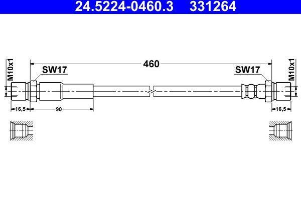 Тормозной шланг ATE. Артикул 24.5224-0460.3