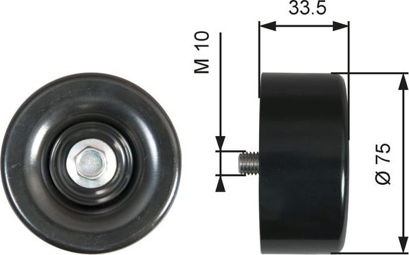 Направляющий (ведущий) ролик приводного поликлинового ремня Gates (Металл). Артикул T36356