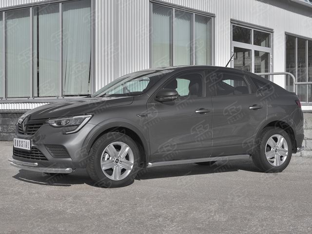 Защита порогов RusStal труба d63 (вариант 1) для Renault Arkana 2019-2026. Артикул RART-0033191