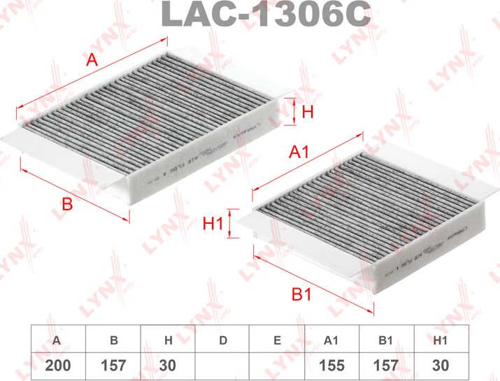 Салонный фильтр LYNXauto. Артикул LAC-1306C