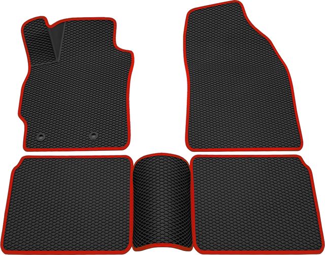Коврики Rezkon 3D EVA Ромб резиновые для салона Toyota Corolla E180/E170 2013-2019 Красный кант. Артикул 9234015204