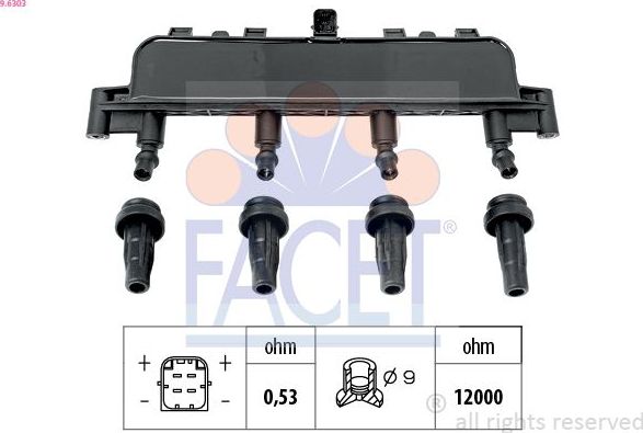 Катушка зажигания Facet OE Equivalent. Артикул 9.6303