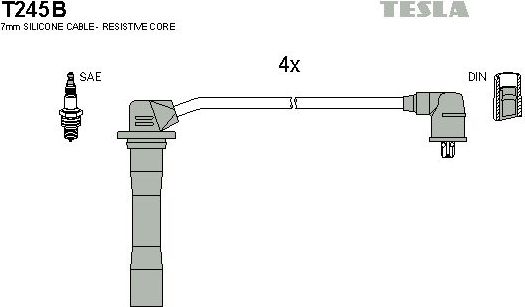 Высоковольтные провода (провода зажигания) (комплект) Tesla. Артикул T245B