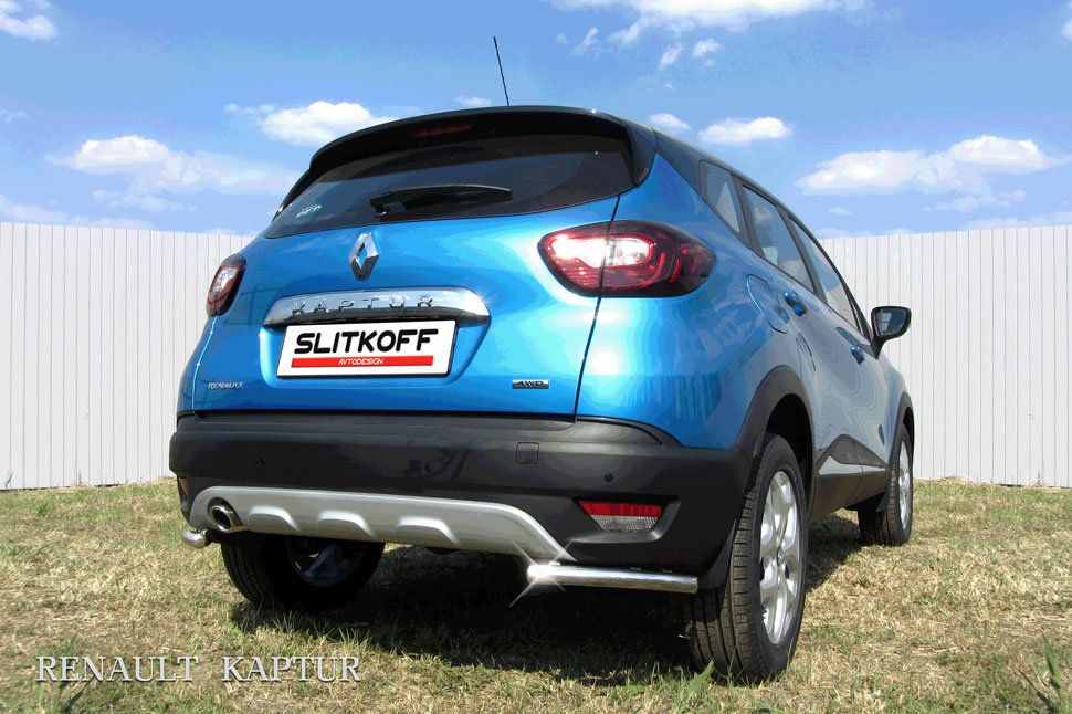 Защита Slitkoff задняя уголки d42 для Renault Kaptur 4WD 2016-2026. Артикул RK4WD009