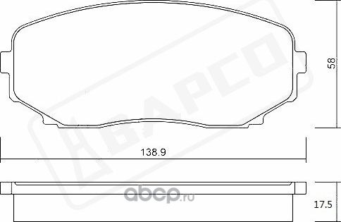 Колодки тормозные дисковые, комплект Mazda CX-7 (ER), CX-9 (TB) (Bapco). Артикул BP0640