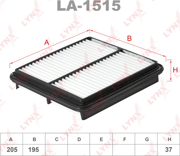 Воздушный фильтр LYNXauto для ЗАЗ Sens 2004-2009. Артикул LA-1515