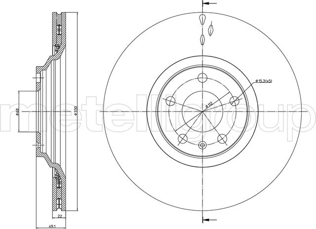 Тормозной диск Metelli. Артикул 23-0866C