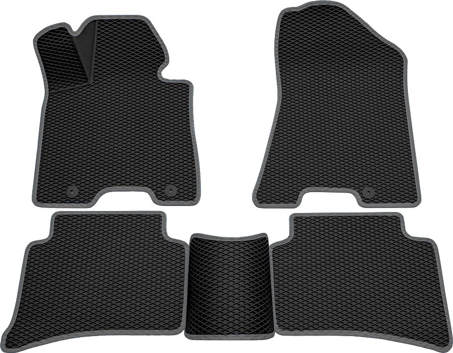 Коврики Rezkon 3D EVA Ромб резиновые для салона Hyundai Tucson III 2015-2026 Серый кант. Артикул 9220060202