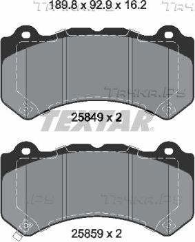 Тормозные колодки Textar передние для Jeep Grand Cherokee IV (WK2) 2010-2026. Артикул 2584901