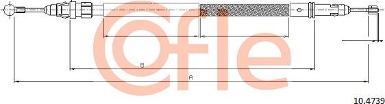 Трос ручника (тросик ручного тормоза) Cofle. Артикул 10.4739