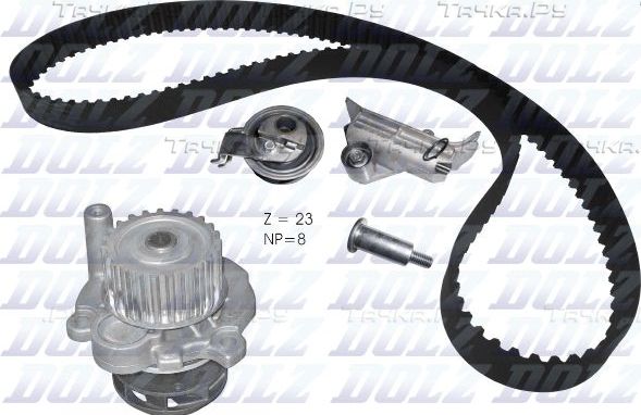 Помпа (водяной насос) с комплектом ремня ГРМ Dolz для Volkswagen Golf IV 1997-2006. Артикул KD110