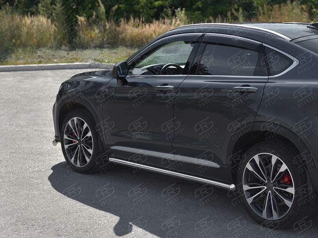 Защита порогов RusStal труба d63 (вариант 3) для Geely Tugella 2020-2026. Артикул GTGT-0039453