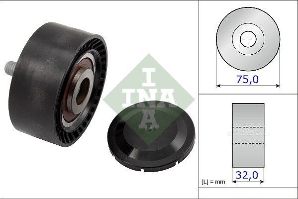 Направляющий (ведущий) ролик приводного поликлинового ремня Ina. Артикул 532 0722 10
