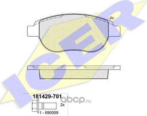 Колодки тормозные дисковые (Icer) Icer. Артикул 181429
