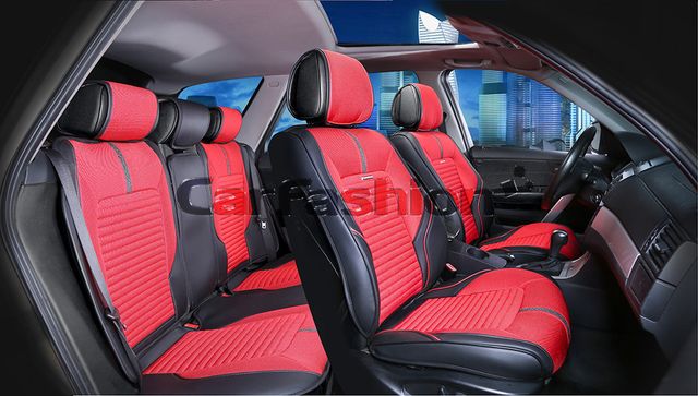 Накидки универсальные CarFashion Sector Plus для авто, цвет Черный/Красный/Черный. Артикул 22274