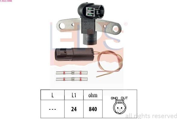 Датчик положения коленвала EPS Made in Italy - OE Equivalent. Артикул 1.953.199K