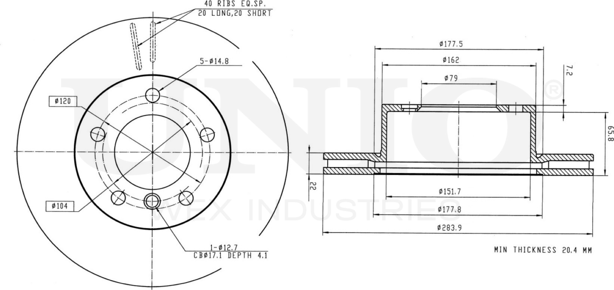 Диск тормозной (Unio). Артикул BRD-20467