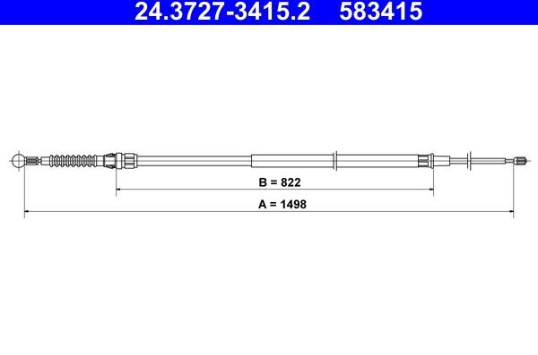 Трос ручника (тросик ручного тормоза) ATE для SEAT Leon III 2012-2026. Артикул 24.3727-3415.2
