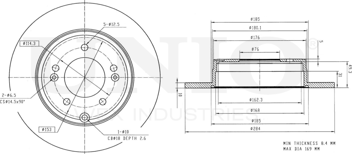 Диск тормозной (Unio). Артикул BRD-20272