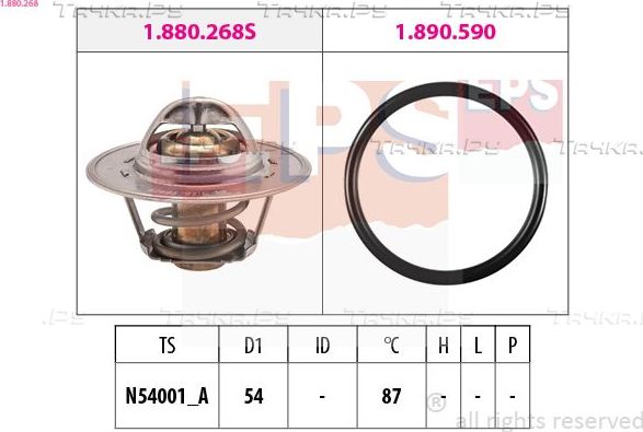 Термостат EPS Made in Italy - OE Equivalent для Volkswagen Passat B5 1996-2005. Артикул 1.880.268