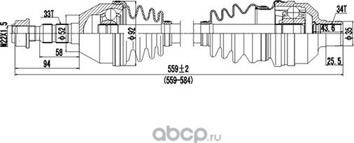 Полуось привода колеса (Dynamatrix-Korea). Артикул DDS244031