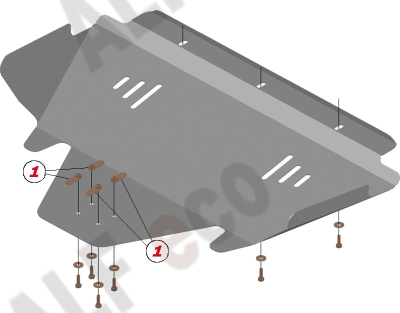 Защита алюминиевая Alfeco для картера Subaru Legacy III 1998-2003. Артикул ALF.22.29 AL4