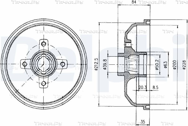 Тормозной барабан Delphi для Chevrolet Corsa 1994-2002. Артикул BF293