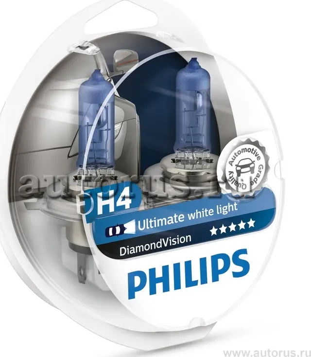Лампа 12V H4 60/55W P43t 5000K бокс (2шт.) Diamond Vision PHILIPS. Артикул 12342DVS2