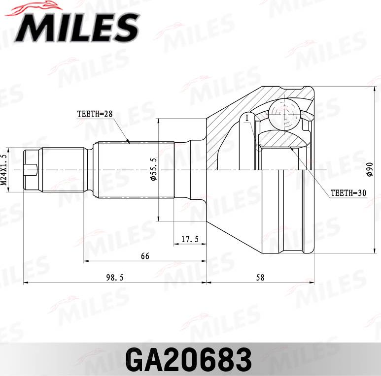 Шрус наружный (граната) Miles. Артикул GA20683