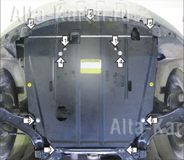 Защита Мотодор для картера, КПП, ремня генератора Opel Antara 2011-2026. Артикул 03029