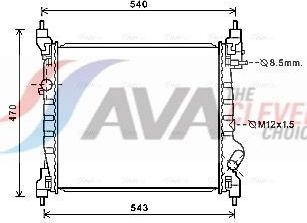 Радиатор охлаждения двигателя AVA для Chevrolet Spark III 2010-2016. Артикул DWA2141