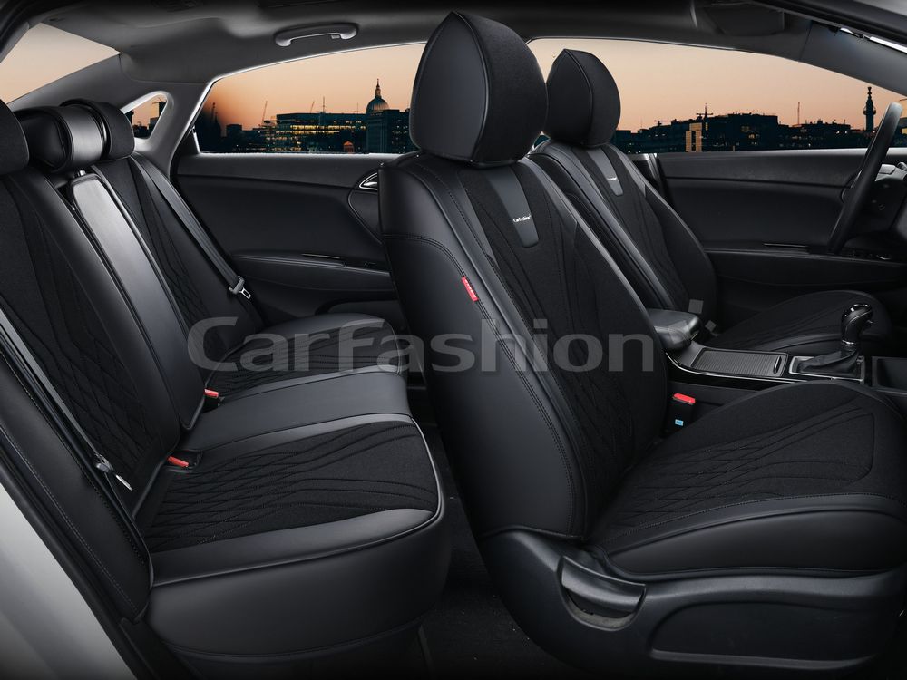 Чехлы универсальные каркасные CarFashion 5D Forest Plus на сидения авто, цвет Черный/Черный/Черный. Артикул 27278