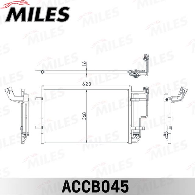 Радиатор кондиционера (конденсатор) Miles для Mazda 3 II (BL) 2008-2014. Артикул ACCB045