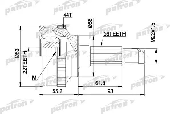 Шрус наружный (граната) Patron для Mazda MX-3 I 1993-1998. Артикул PCV1372