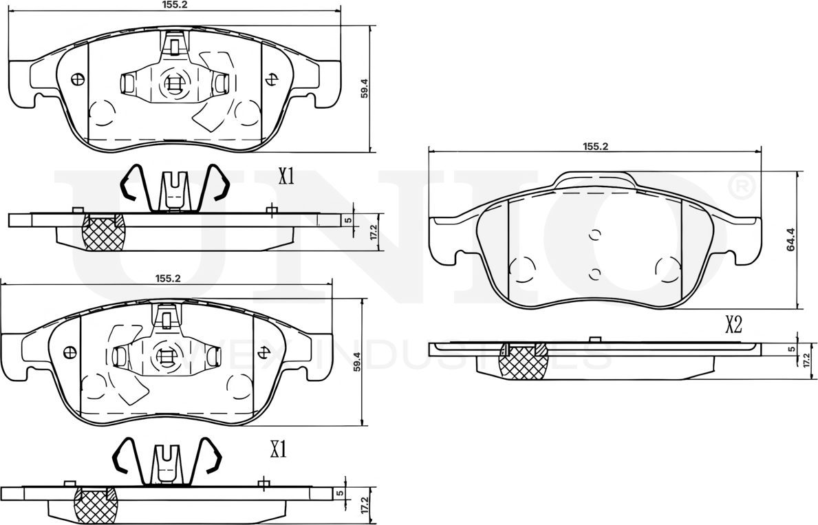 Колодки тормозные дисковые, комплект (Unio). Артикул BRP-20392