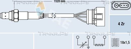 Лямбда-зонд (кислородный датчик) FAE для Volkswagen Passat B3 1995-1997. Артикул 77301