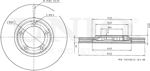 Диск тормозной (Unio). Артикул BRD-20407