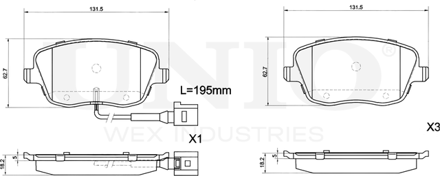 Колодки тормозные дисковые, комплект (Unio). Артикул BRP-20025