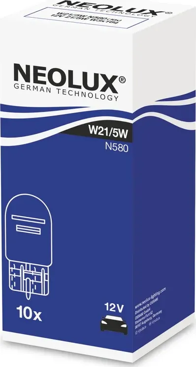 Лампа 12V W21/5W W3x16q NEOLUX Standart картон N580. Артикул N580