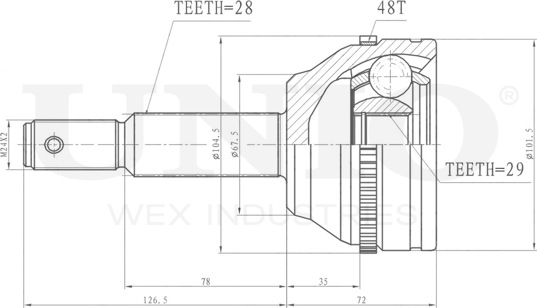 ШРУС наружный (Unio). Артикул CVJ-20170