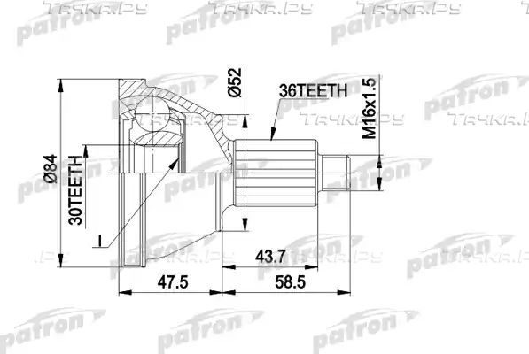 Шрус наружный (граната) Patron для Volkswagen Polo IV 2001-2012. Артикул PCV1413