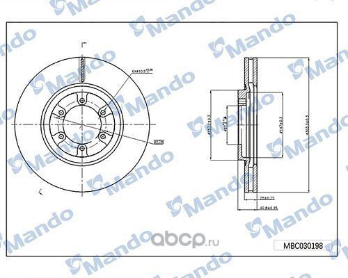 Диск тормозной HYUNDAI Terracan (03-) передний (1шт.) MANDO. Артикул MBC030198